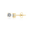 Pair of gold-toned stud earrings, each with a clear, round brilliant-cut stone in a four-prong setting and a butterfly back.