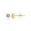 Pair of gold-toned stud earrings, each featuring a round brilliant-cut clear stone in a four-prong setting.