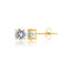 Pair of gold-toned stud earrings, each with a round brilliant-cut clear stone in a four-prong setting and butterfly back.