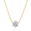 Yellow gold-toned cable chain necklace with a clear round faceted stone in a six-prong setting.