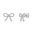 Pair of silver-toned bow stud earrings, each pavé-set with numerous clear cubic zirconia stones, with post-back closures.