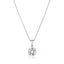 Silver-toned chain necklace with a single round, brilliant-cut clear stone pendant in a four-prong setting.