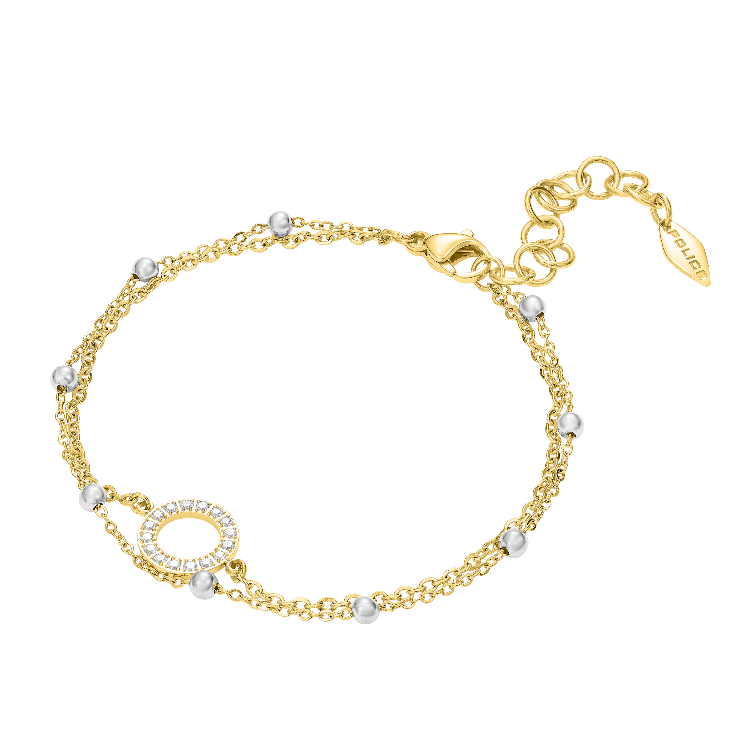 Police Ayara Crystal & Beads Twin Chain Bracelet