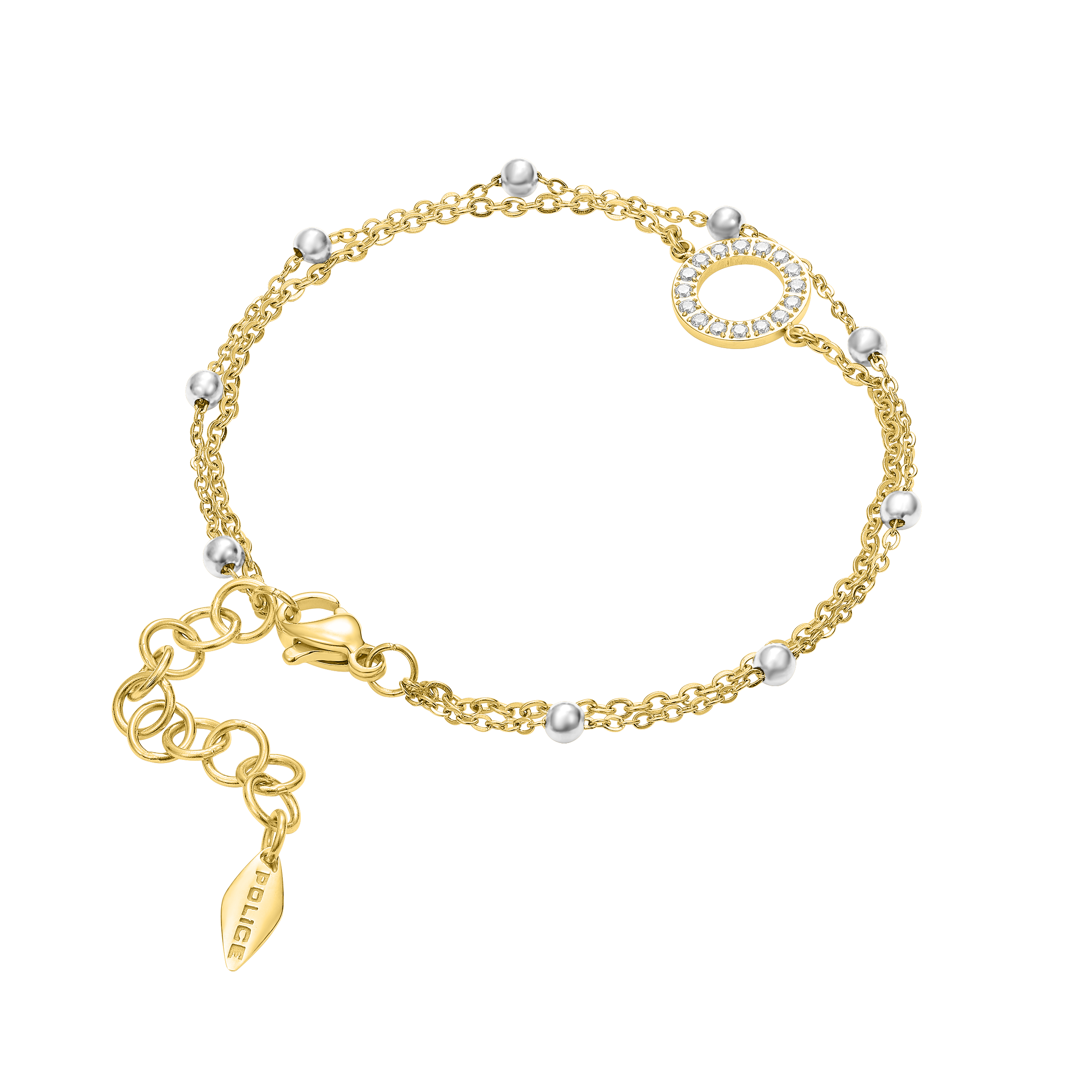 Police Ayara Crystal & Beads Twin Chain Bracelet