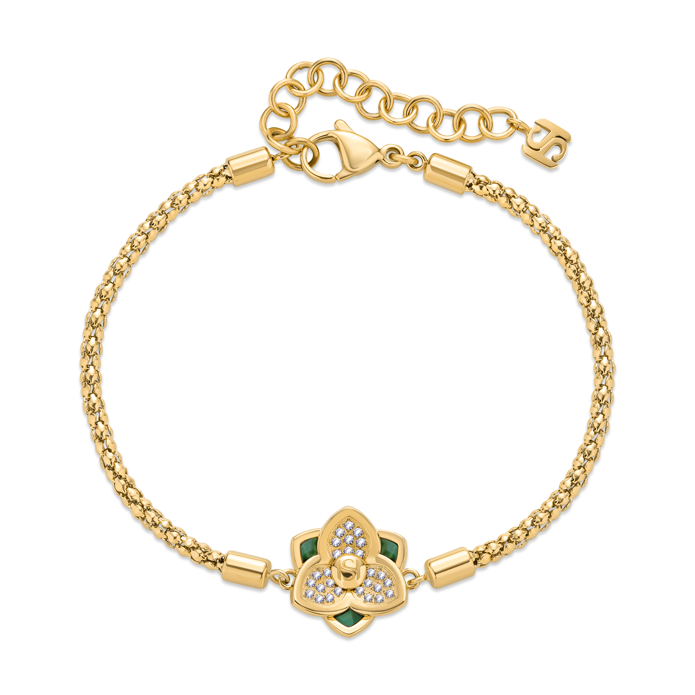 Saint Honore Burj Six Flow Petals Malachite Bracelet with SH Logo