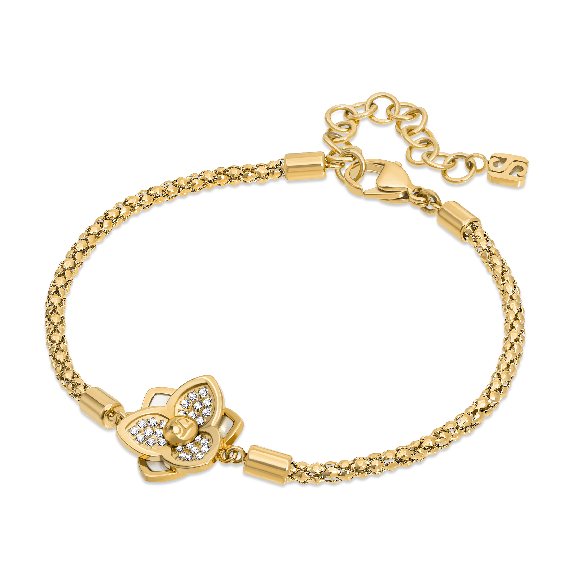 Saint Honore Burj Six Flow Petals Mother of Pearl Bracelet with SH Logo