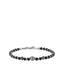 Men's bracelet with black spherical beads and silver-toned steel vintage-effect cylindrical and spherical elements, with a lo