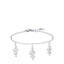 Silver-toned steel bracelet with a delicate chain and three coiled snake charms, secured by a lobster clasp.