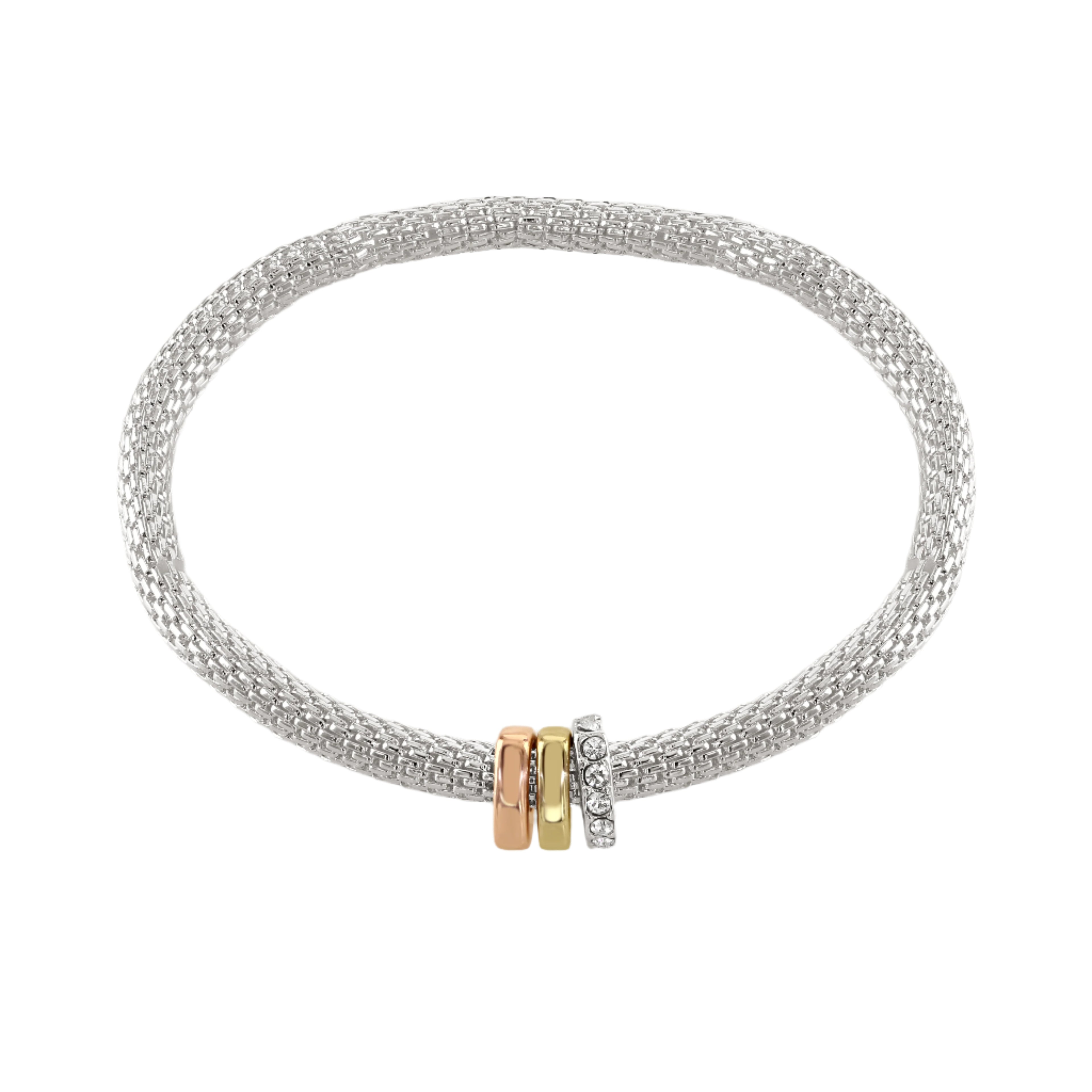 Buckley London Mesh Stretch With Three Rondelles rose Gold