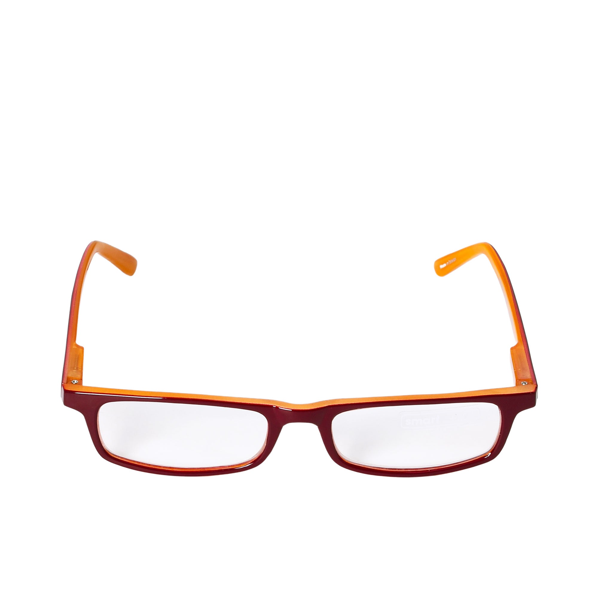 B+D Unisex Red and Orange Rectangular Reading Glasses with Clear Lenses — Shop the Latest Online.