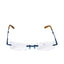 B+D Unisex Rimless Reading Glasses in Blue with Brown Temples — Now Available Online.