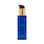 Thameen Rivière body lotion in a deep blue rectangular glass bottle with a gold-toned pump and black dispenser.