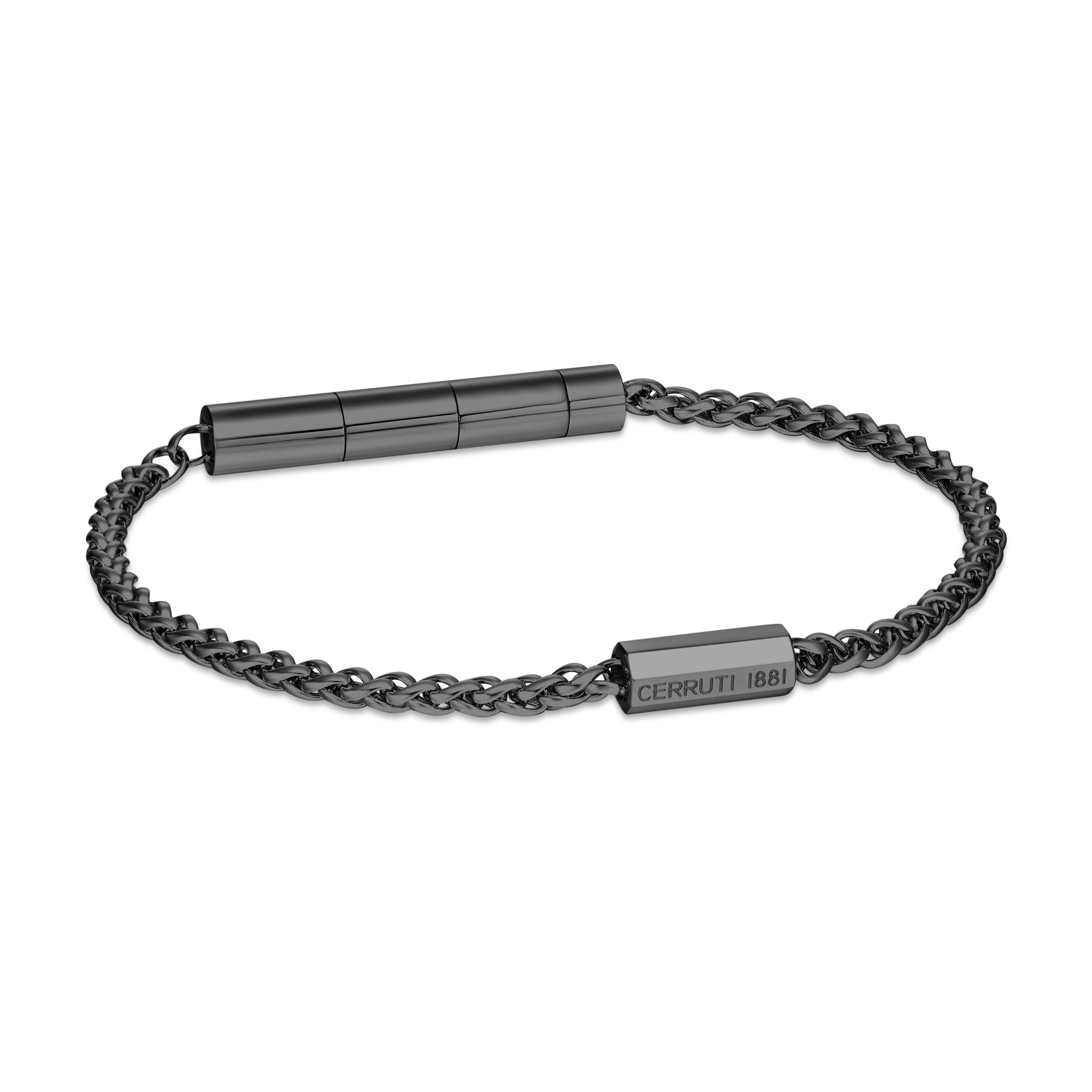 CERRUTI GUIDO SS IP BLACK WITH SMALL MOTIF CHAIN BRACELET