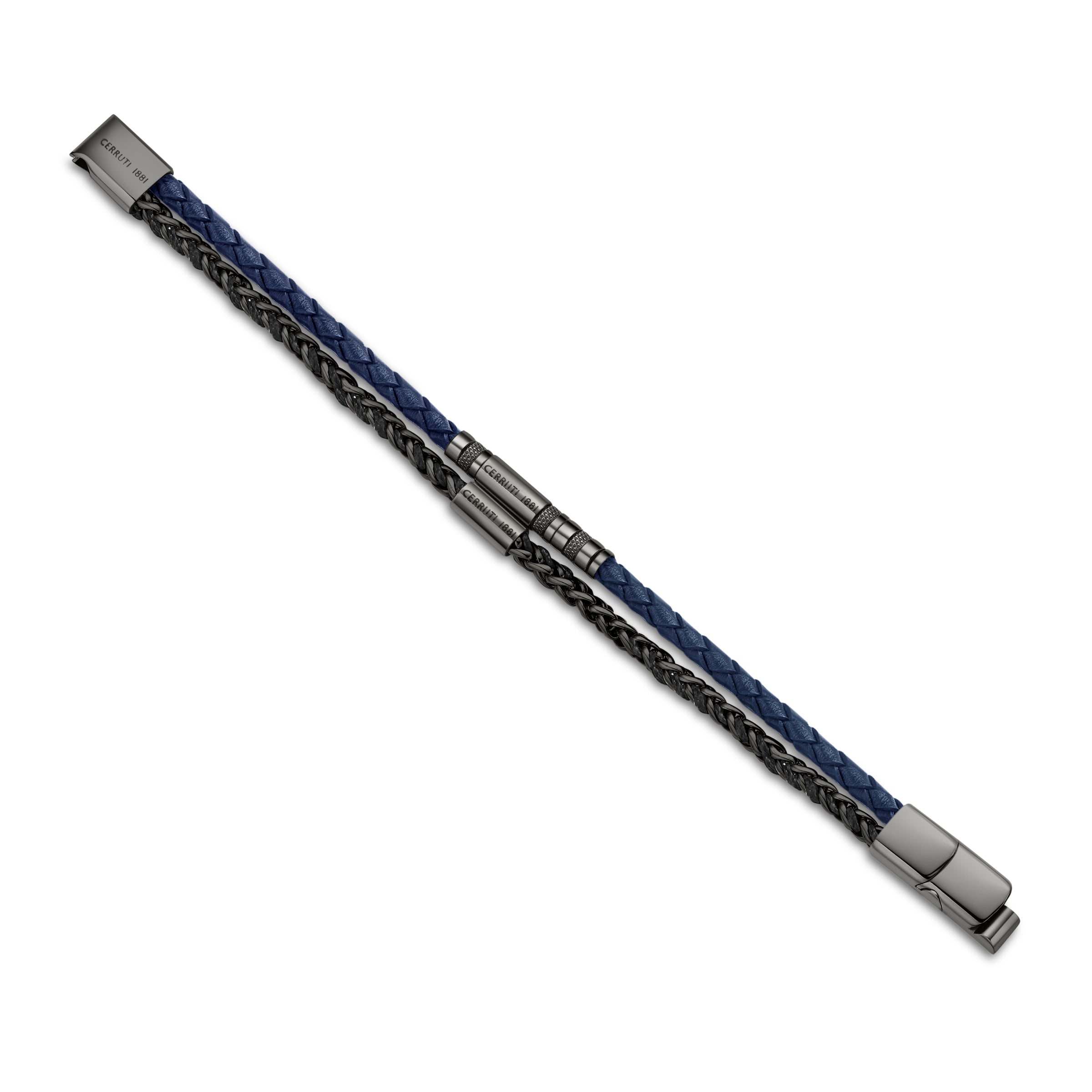CERRUTI ALTO IPGUN N.BLUE LEATHER BRACELET