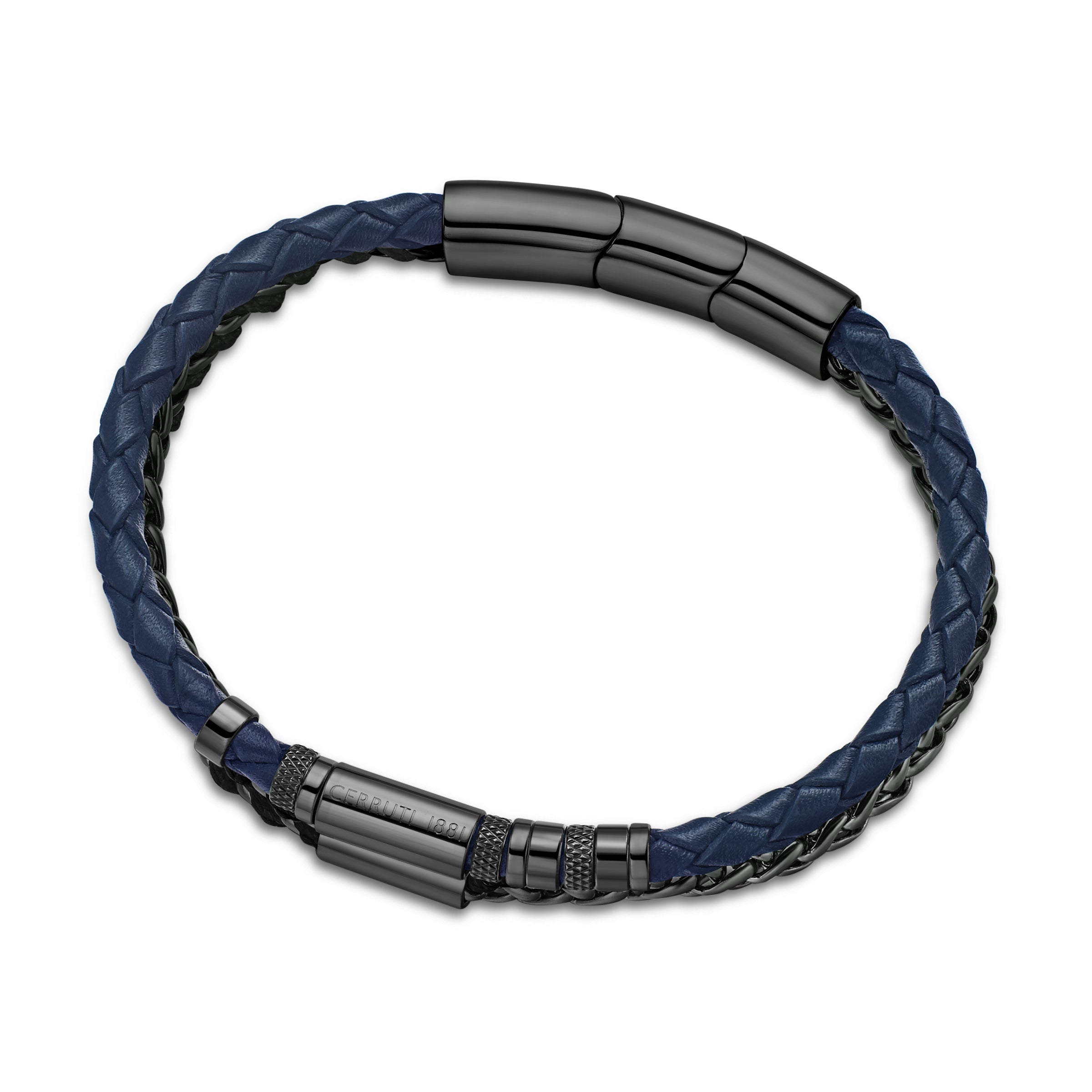 CERRUTI ALTO IPGUN N.BLUE LEATHER BRACELET