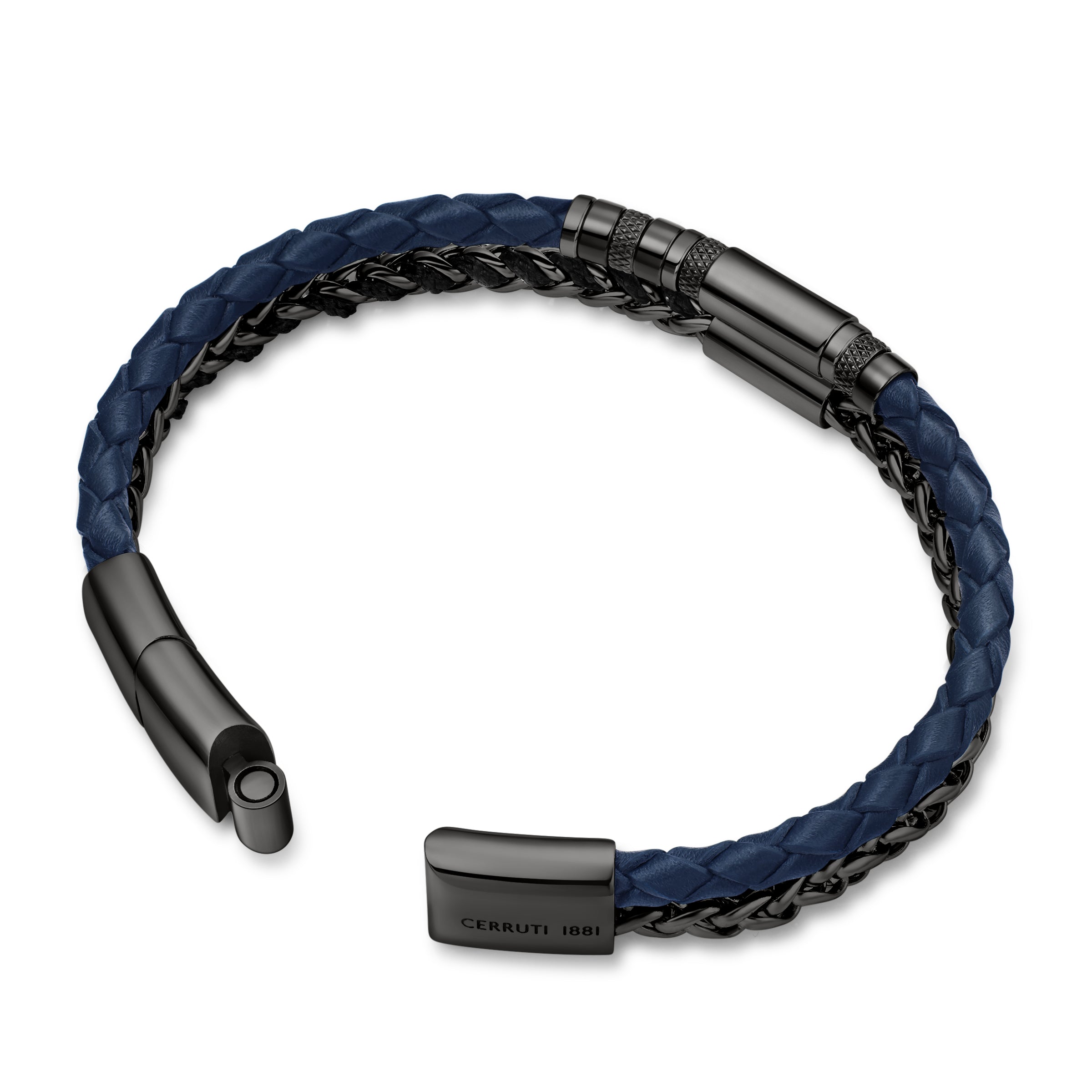 CERRUTI ALTO IPGUN N.BLUE LEATHER BRACELET