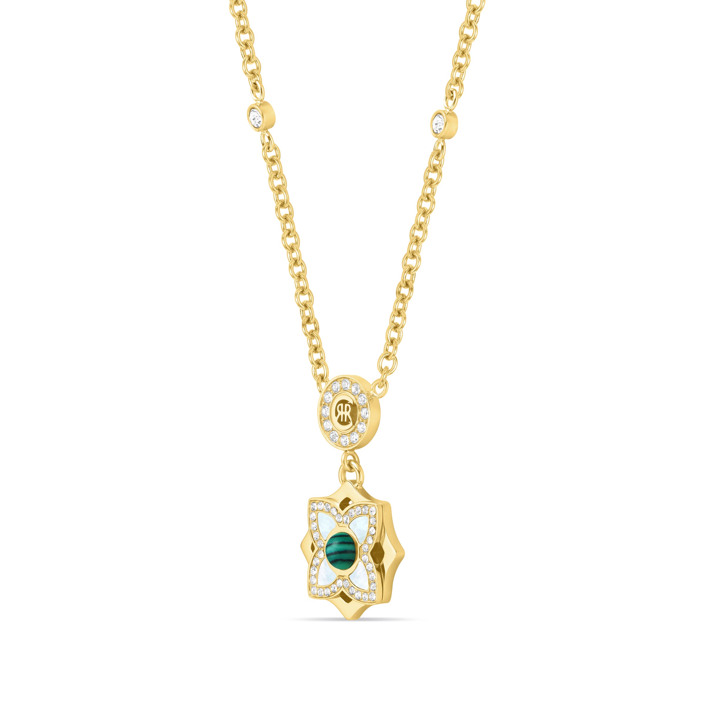 OTTAVIA Malachite Floral Pendant Necklace