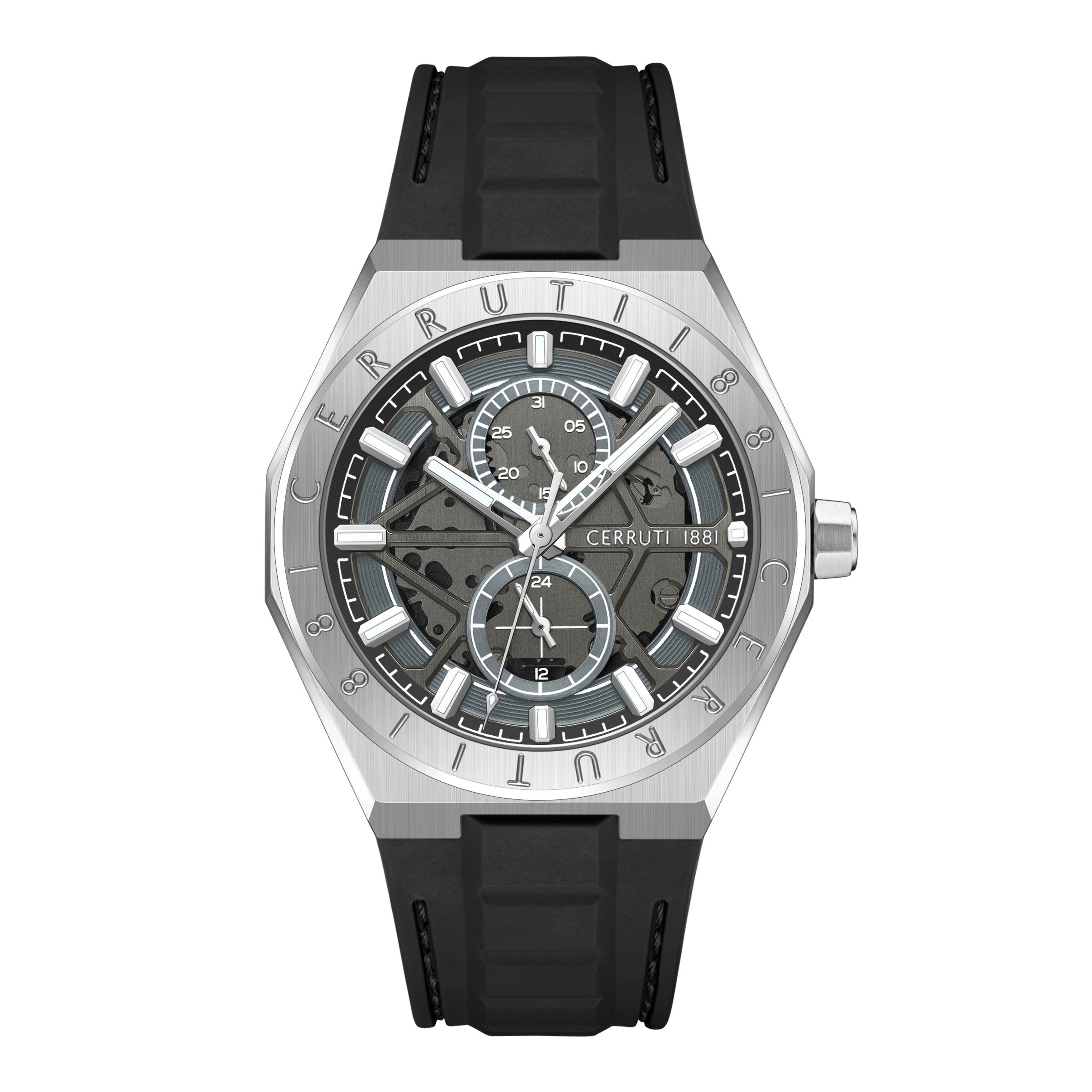 Cerruti Stainless Steel Black Silicon Gun Dial Men&