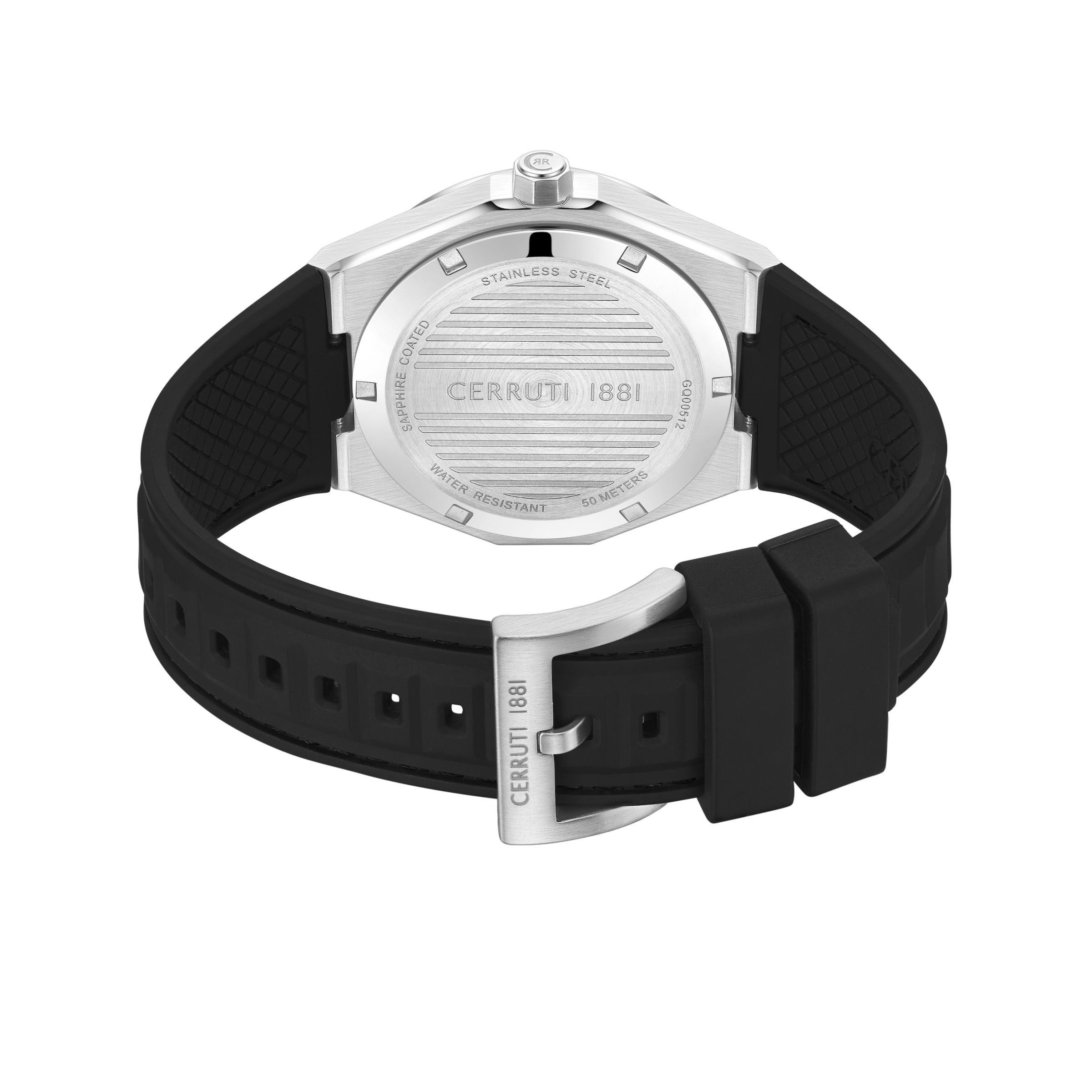 Cerruti Stainless Steel Black Silicon Gun Dial Men&