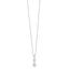 Silver-toned steel necklace with a delicate chain and three vertically suspended clear zircons: one round, two square.