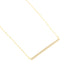 Gold-toned fine link chain necklace with a horizontal bar pendant embellished with two rows of clear crystals.