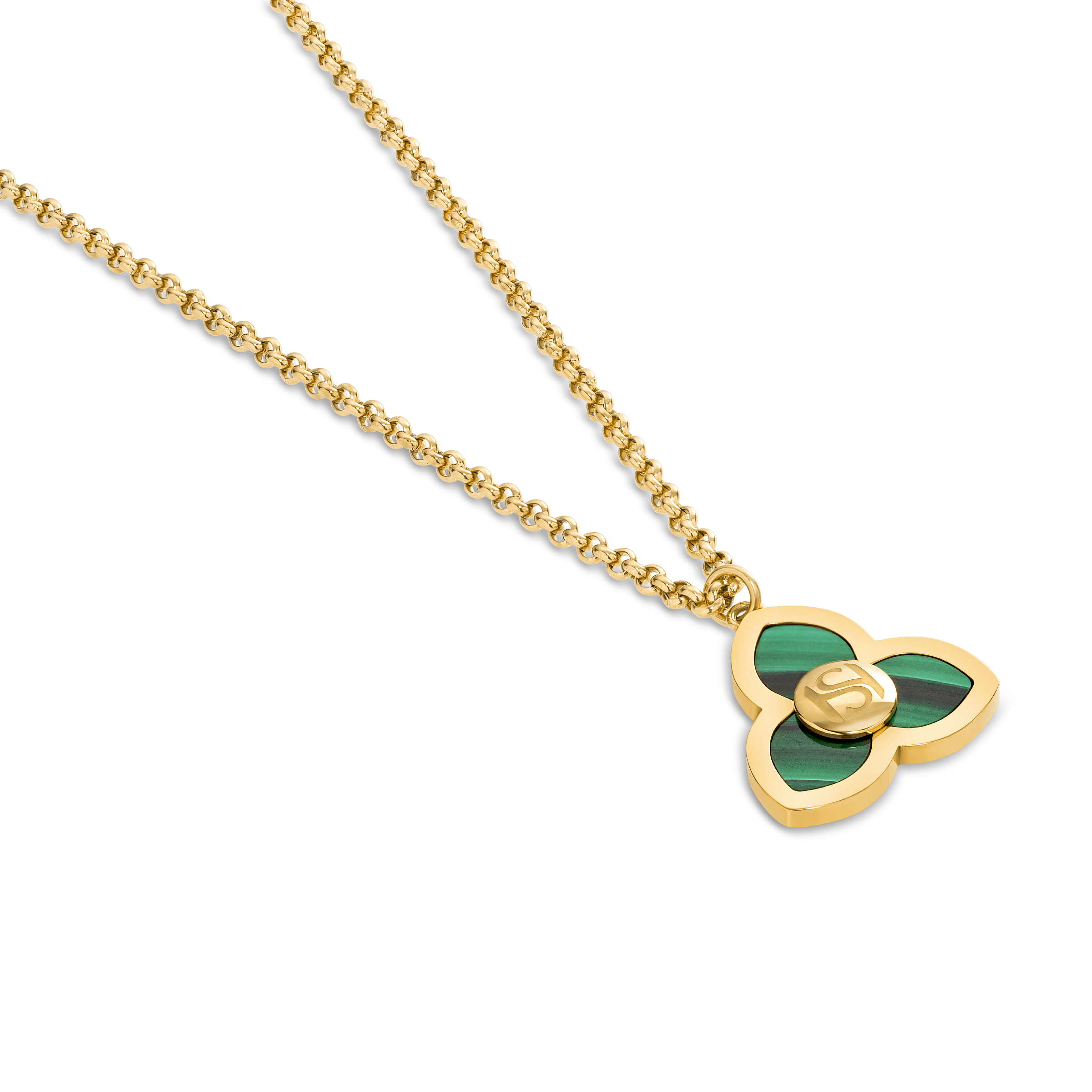 Saint Honore Burj Malachite Flow Small Necklace with SH Logo