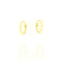 Pair of small, polished gold-toned 6mm hoop earrings with a hinged closure and S925 marking on the inner surface.