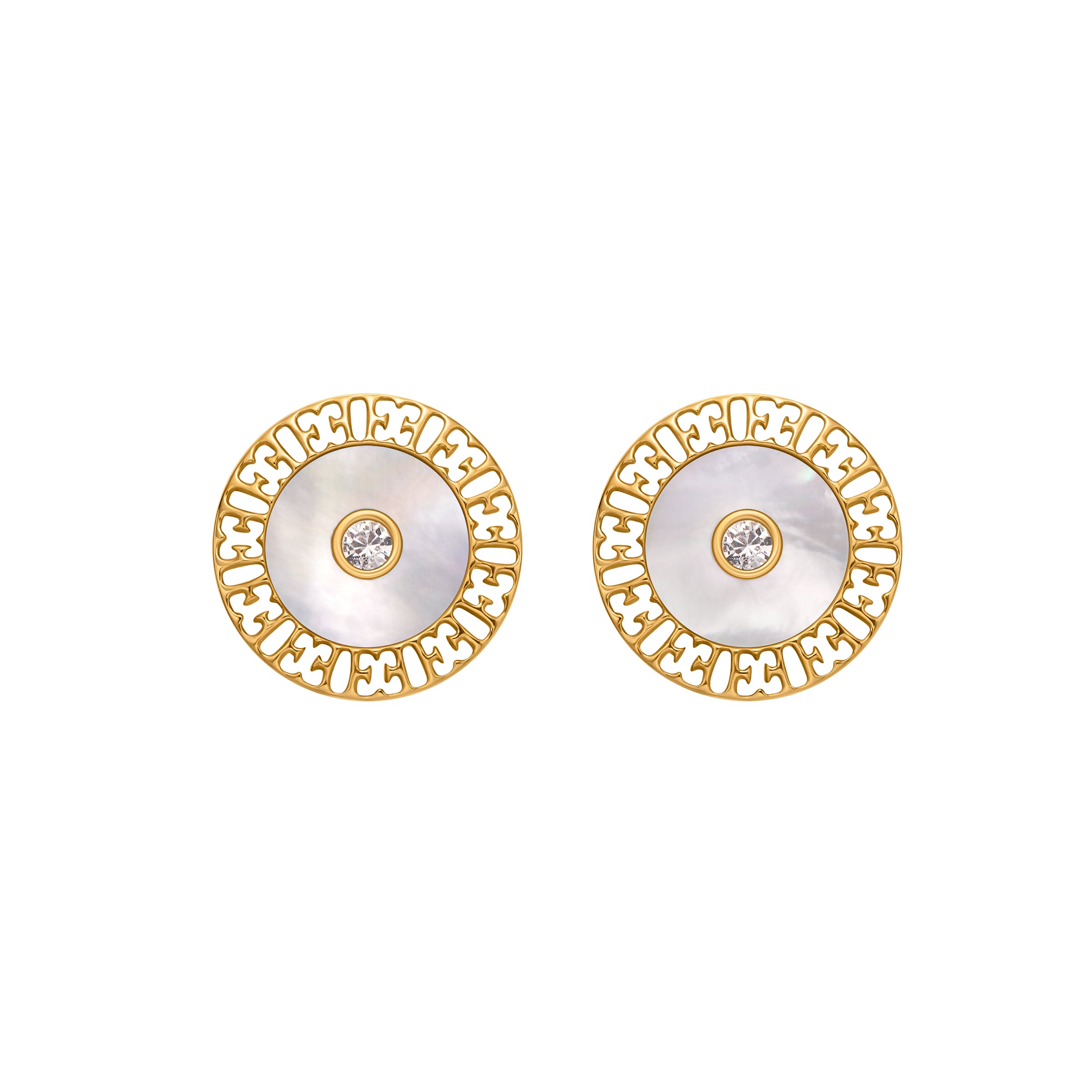 NAOMI ROUND LOGO CUTOUT WITH MOP EARRING
