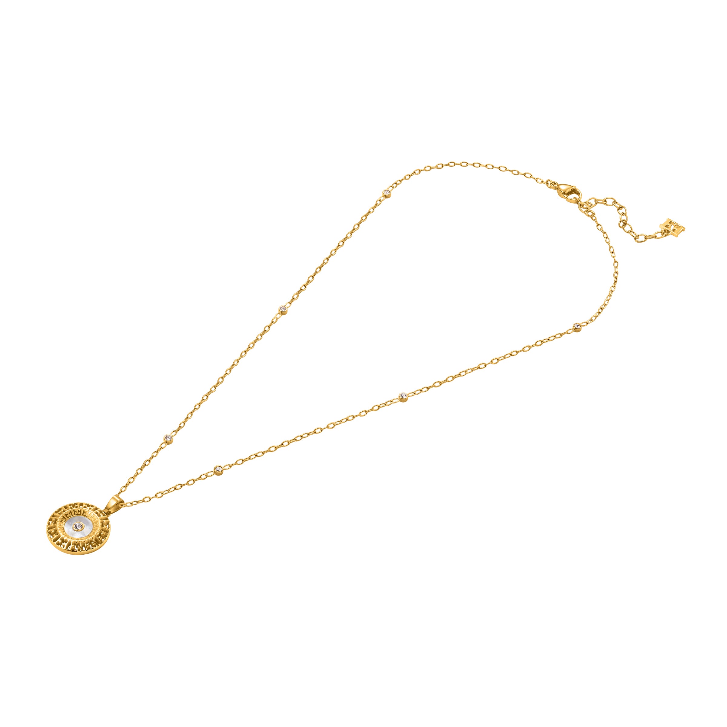 ESCADA NAOMI ROUND LOGO CUTOUT WITH MOP NECKLACE