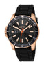 Esprit Men's Rose Gold-Tone & Black Silicone Strap Watch