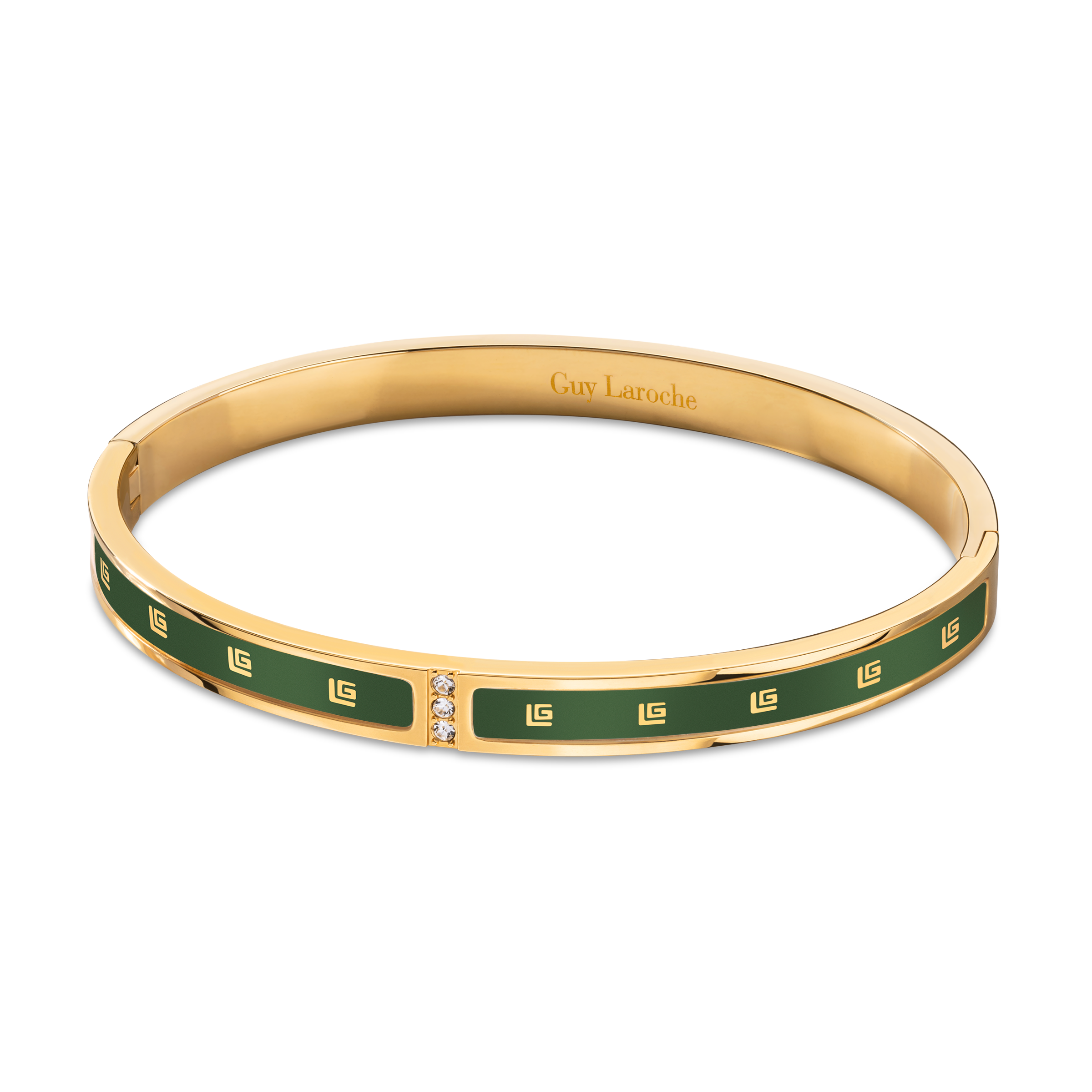 Guy Laroche Grace Ladies Gold Bangle مع مينا وبلورات أخضر