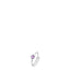 Silver-toned open-ended ring with a purple star-shaped zircon on one end and a small spherical bead on the other.