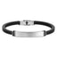Luca Barra men’s black leather bracelet featuring a steel plate, modern and masculine design, available at Paris Gallery Qatar