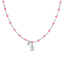 Luca Barra women's steel necklace with star charm, crystal, and pink enamel stones – Available Online Today.