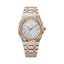 Monteva ladies watch with silver-toned and gold-toned bracelet, gold-toned octagonal bezel with diamonds, and white mother-of