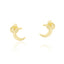 Single gold-toned mini crescent moon stud earring with a polished finish and butterfly back.