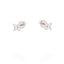 Pair of silver-toned stud earrings, each featuring four clear faceted stones arranged in a flower shape, with butterfly backs