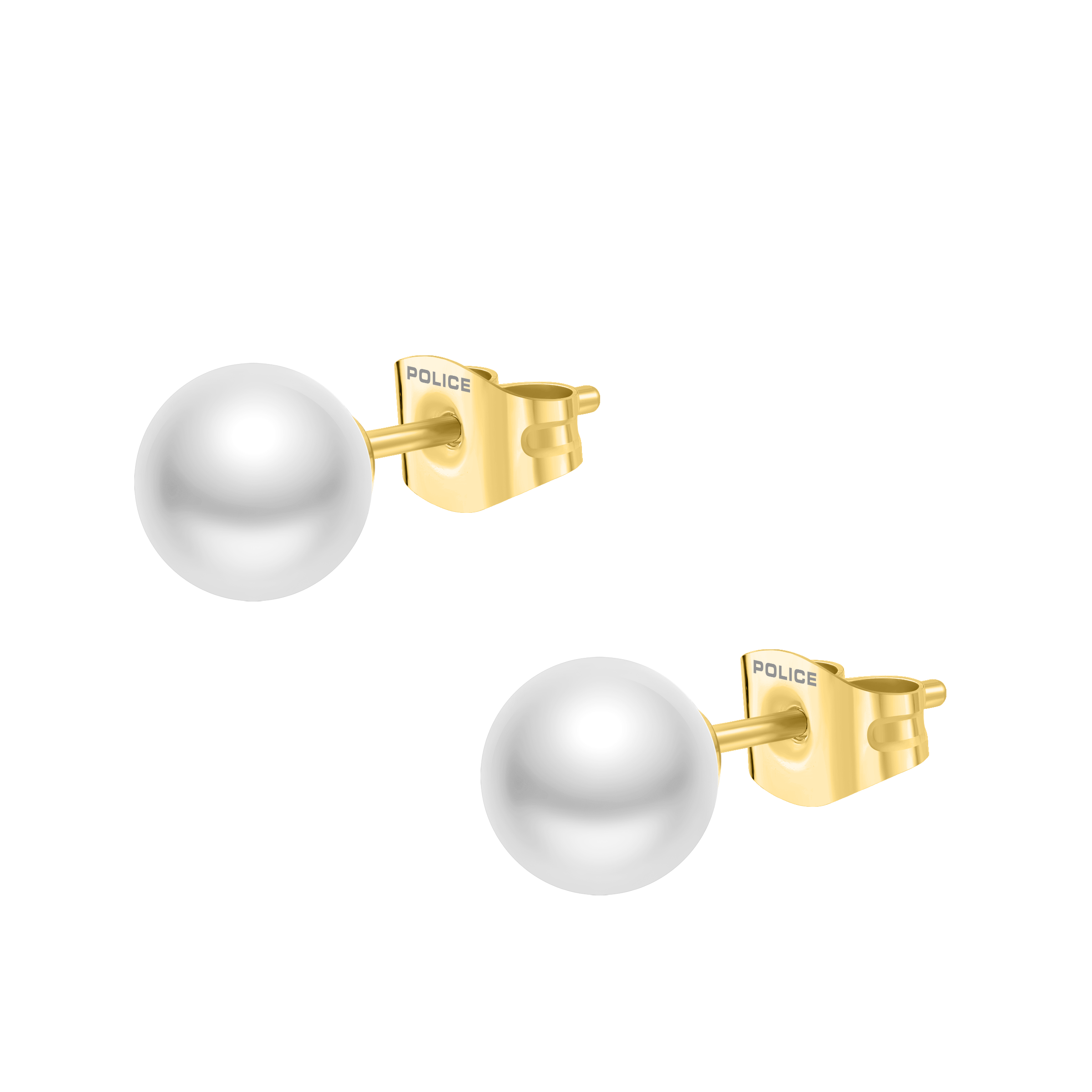 Police Opaline White Pearl Stud Earrings