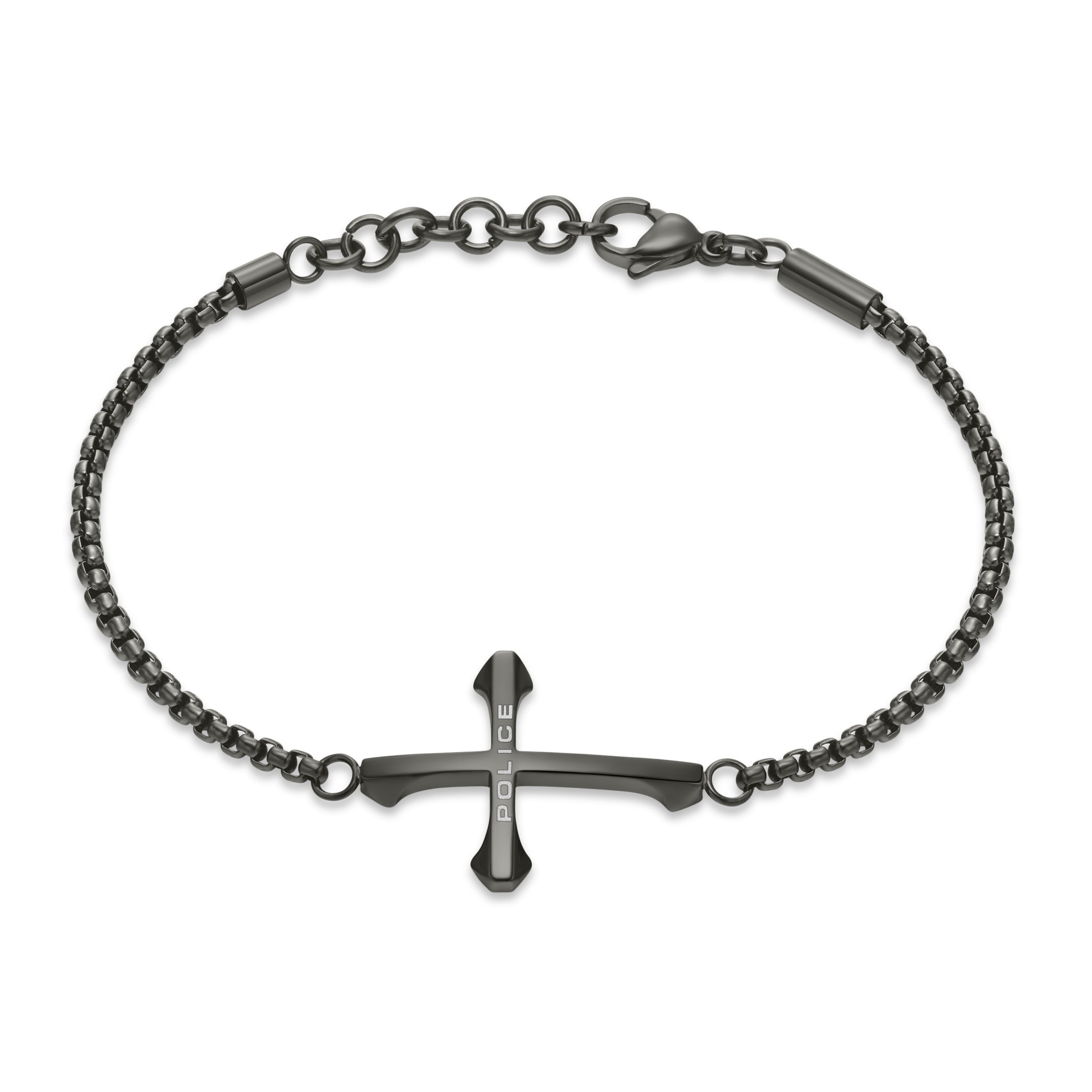 POLICE DIE-CUT GUN CROSS MOTIF CHAIN BRACELET