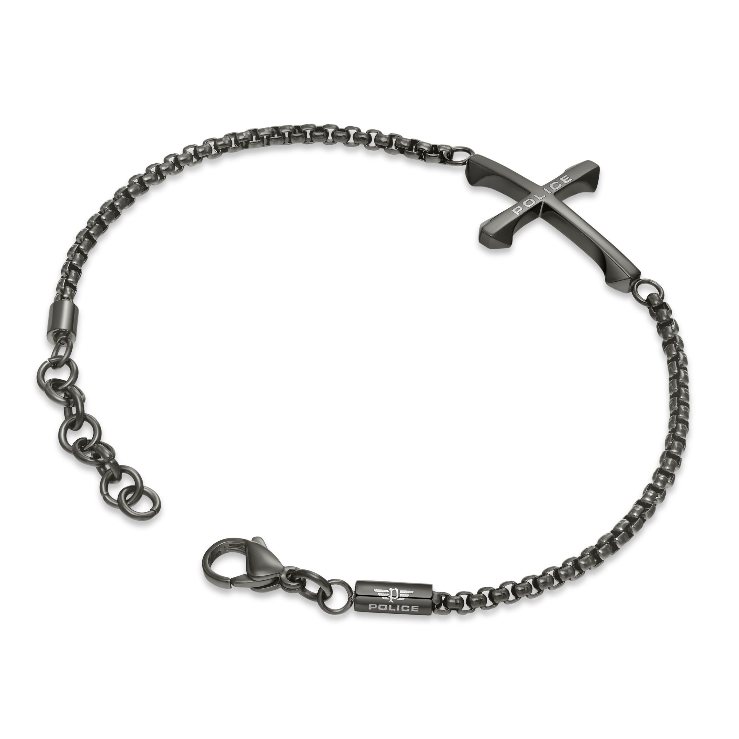 POLICE DIE-CUT GUN CROSS MOTIF CHAIN BRACELET