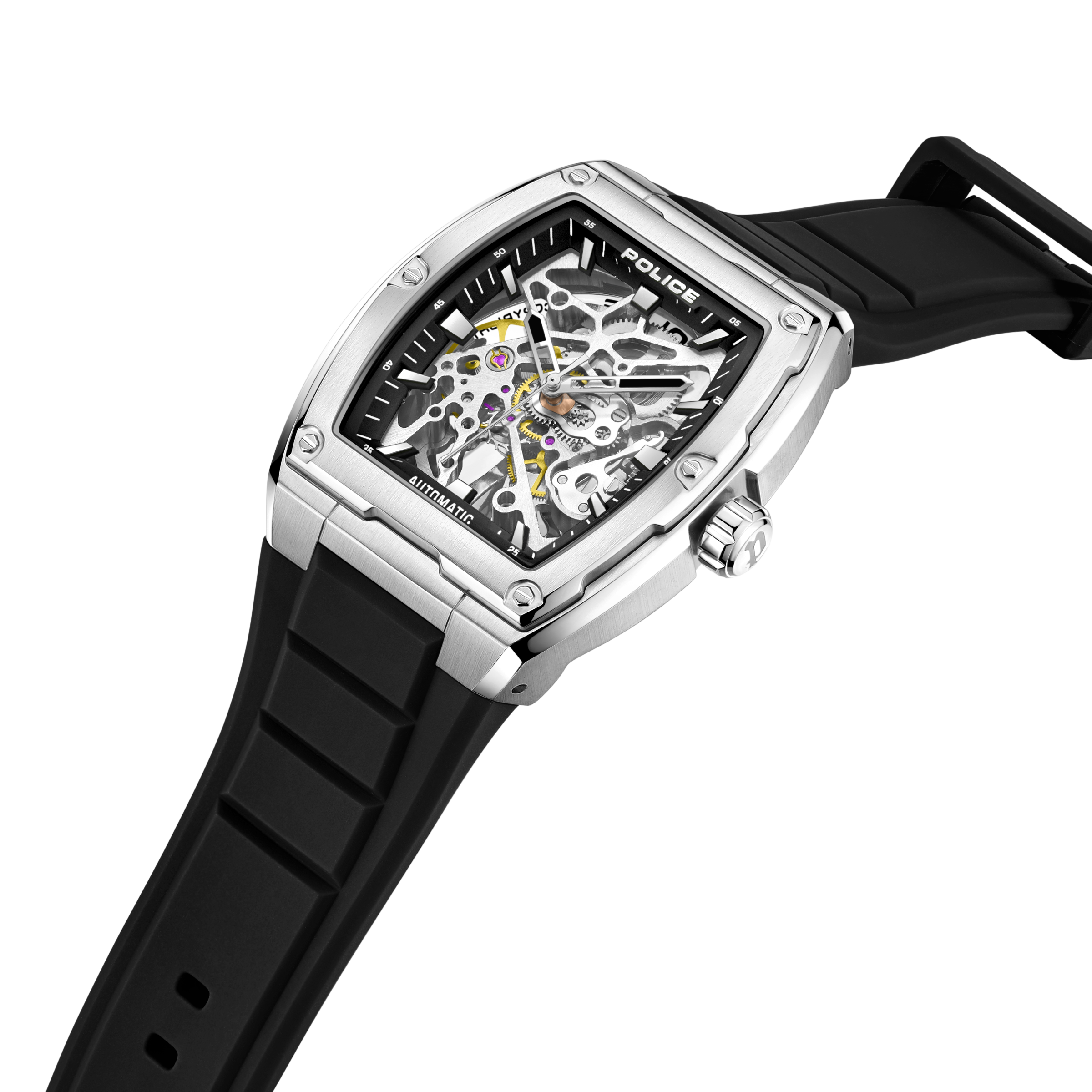 Police Steel Case, Black Dial, Black Silicone
