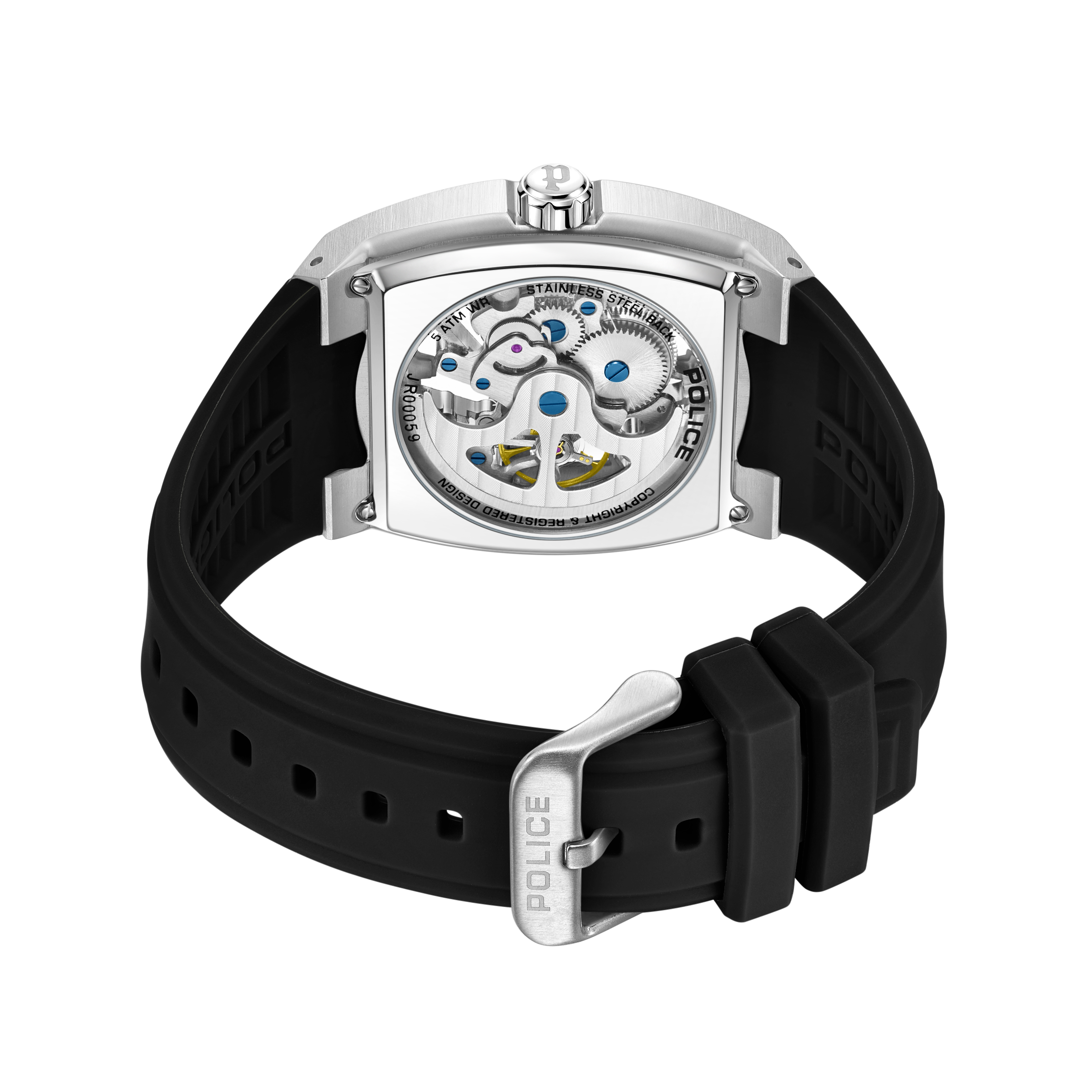 Police Steel Case, Black Dial, Black Silicone