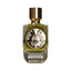 Parfum De Mahzen Aurea Extrait De Parfum in a clear glass bottle with olive green liquid, ornate black and gold label, and a