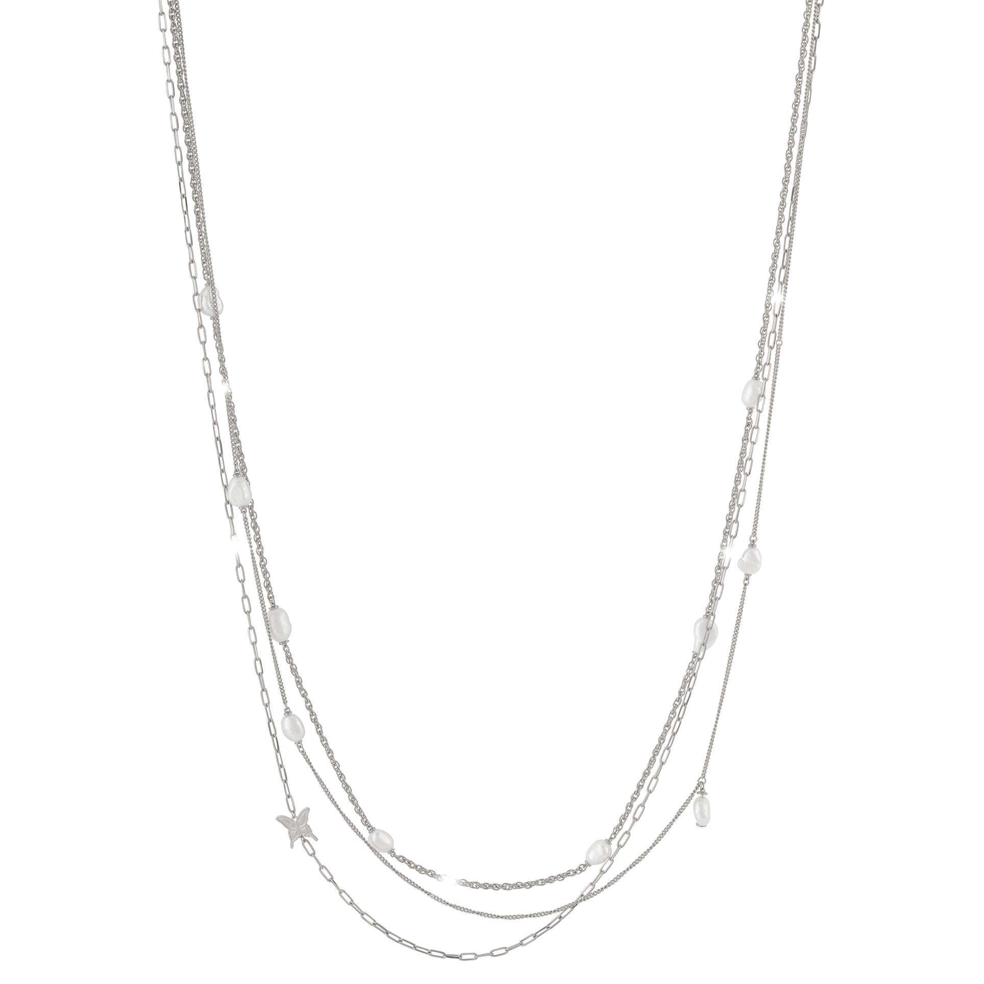 Rebecca Butterfly 925 Silver Necklace With Pearls – Find Online Today