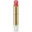 Lipstick with gold casing and pink shade on a white background.