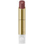Lipstick with gold casing and white base on a white background.
