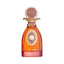 Orange and red gradient glass perfume bottle with a gold-toned cap and emblem, both featuring dark red patterned inlays.