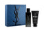 Blue Yves Saint Laurent MYSLF Eau de Parfum gift set with a dark rectangular fragrance bottle and a black shower gel tube.