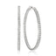 Pair of large silver-toned hoop earrings, each embellished with rows of clear, sparkling cubic zirconia stones on both inner