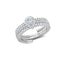 Silver-toned multiband adjustable ring with a central clear pear-shaped stone surrounded by smaller clear stones.